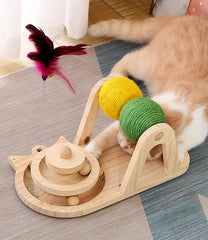 Wooden Sisal Turntable Cat Toy