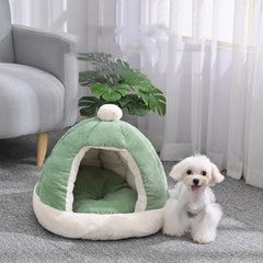 Half-Enclosed Plush Kennel Bed