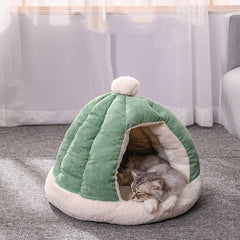 Half-Enclosed Plush Kennel Bed