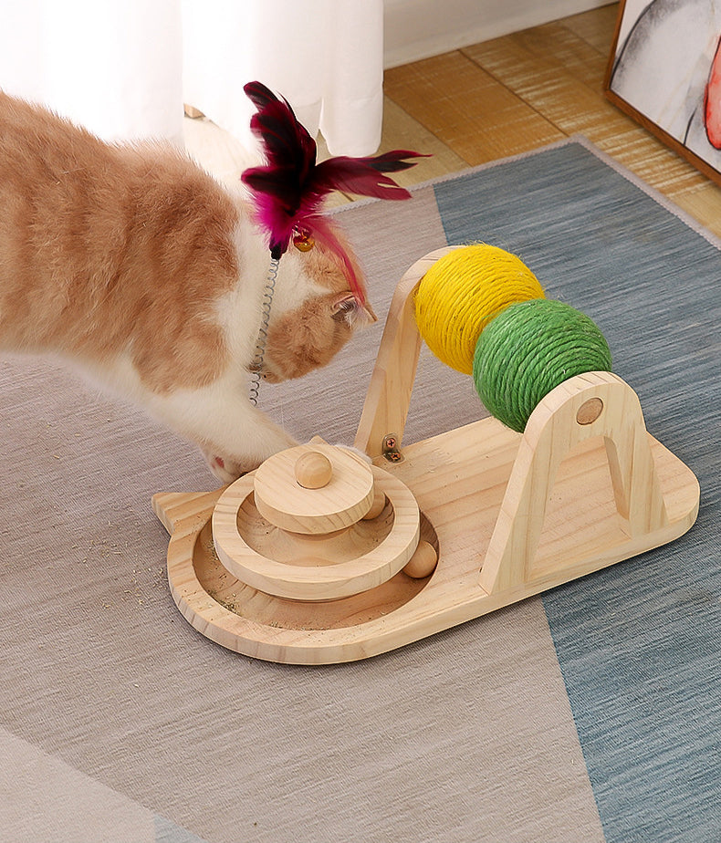 Wooden Sisal Turntable Cat Toy