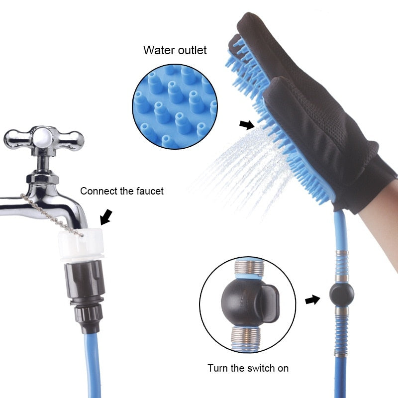 Shower Hand Brush with Water Spray