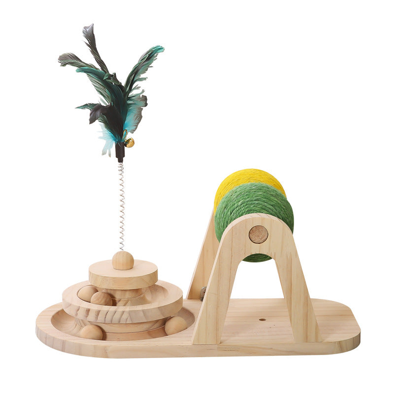 Wooden Sisal Turntable Cat Toy