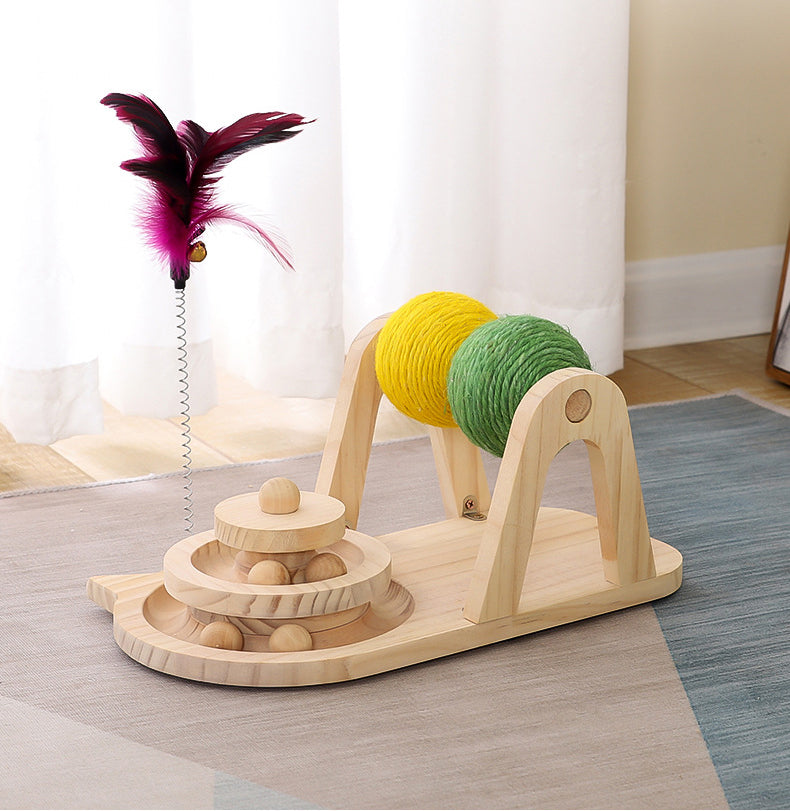 Wooden Sisal Turntable Cat Toy