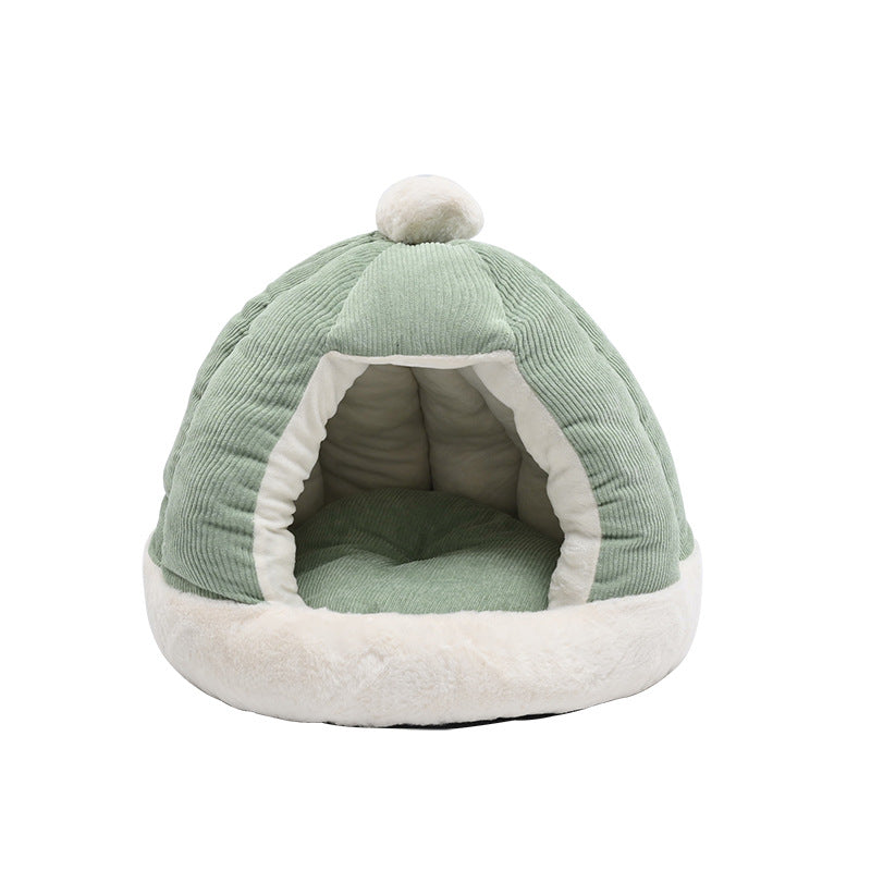Half-Enclosed Plush Kennel Bed