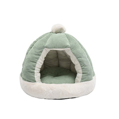 Half-Enclosed Plush Kennel Bed