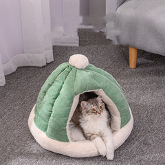 Half-Enclosed Plush Kennel Bed